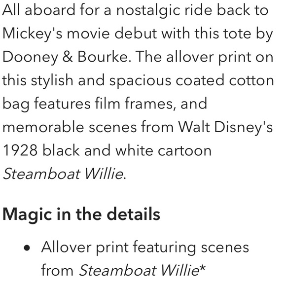 Nwt Dooney and Bourke Disney steamboat willie tote - Picture 3 of 3